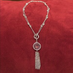 Elegant Silver Necklace with Crystal Pendant